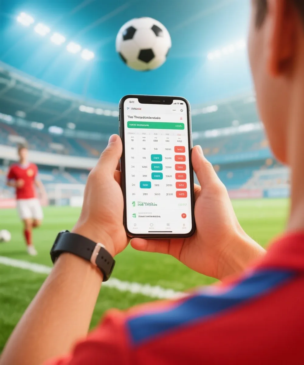 使用手機查看世界盃資訊示意圖